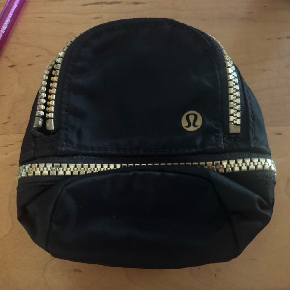 lululemon athletica Black Mini Bag with Gold Accents